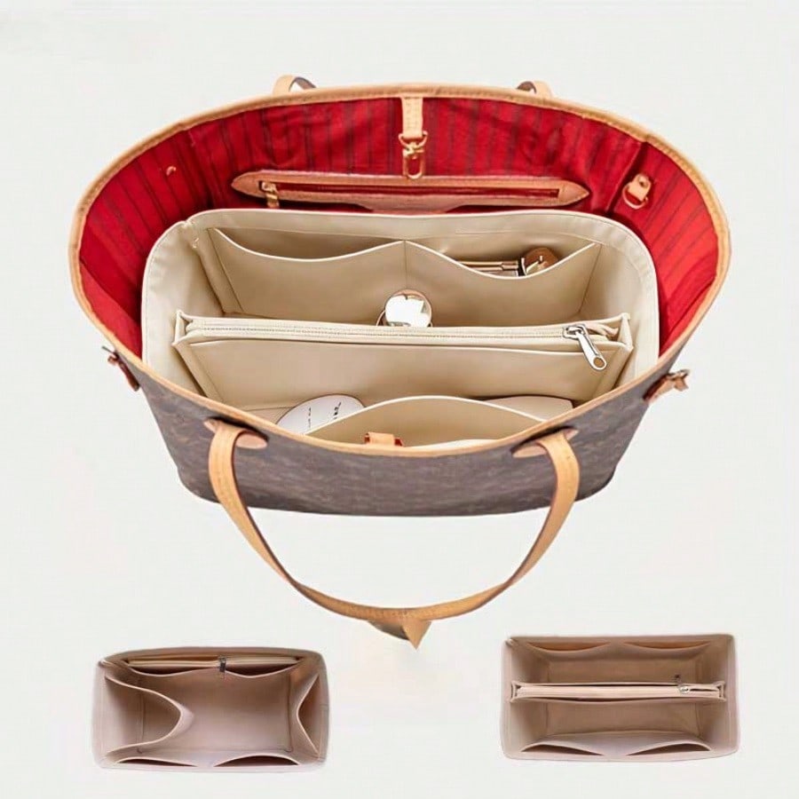Laptops - Felt Inset Bag Organizer, Multi-pocket Cosmetic