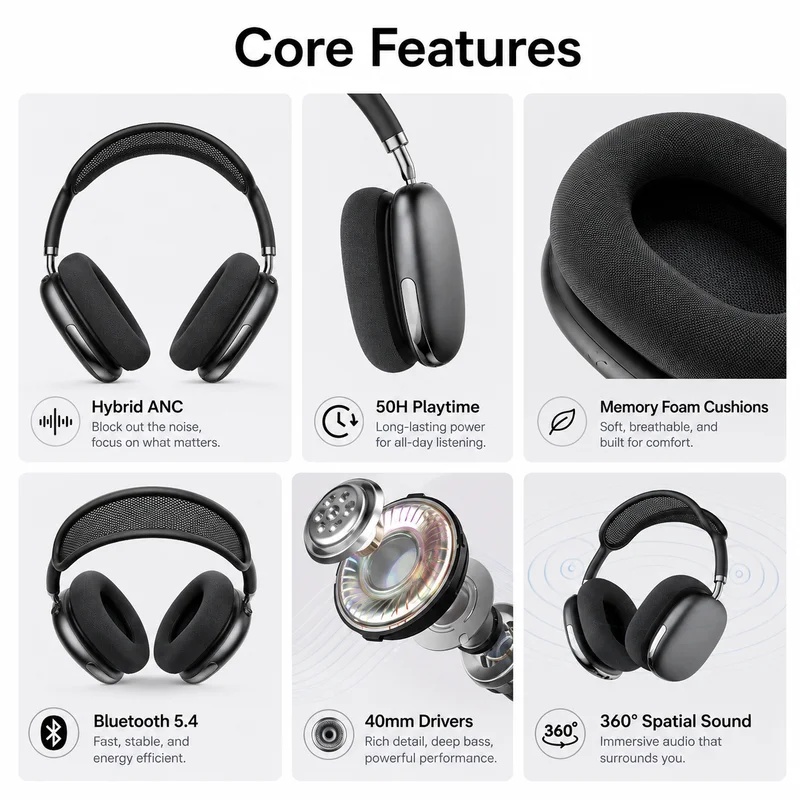 Over Ear ANC Wireless Bluetoot - Anc Wireless Over Ear Headphones review and price