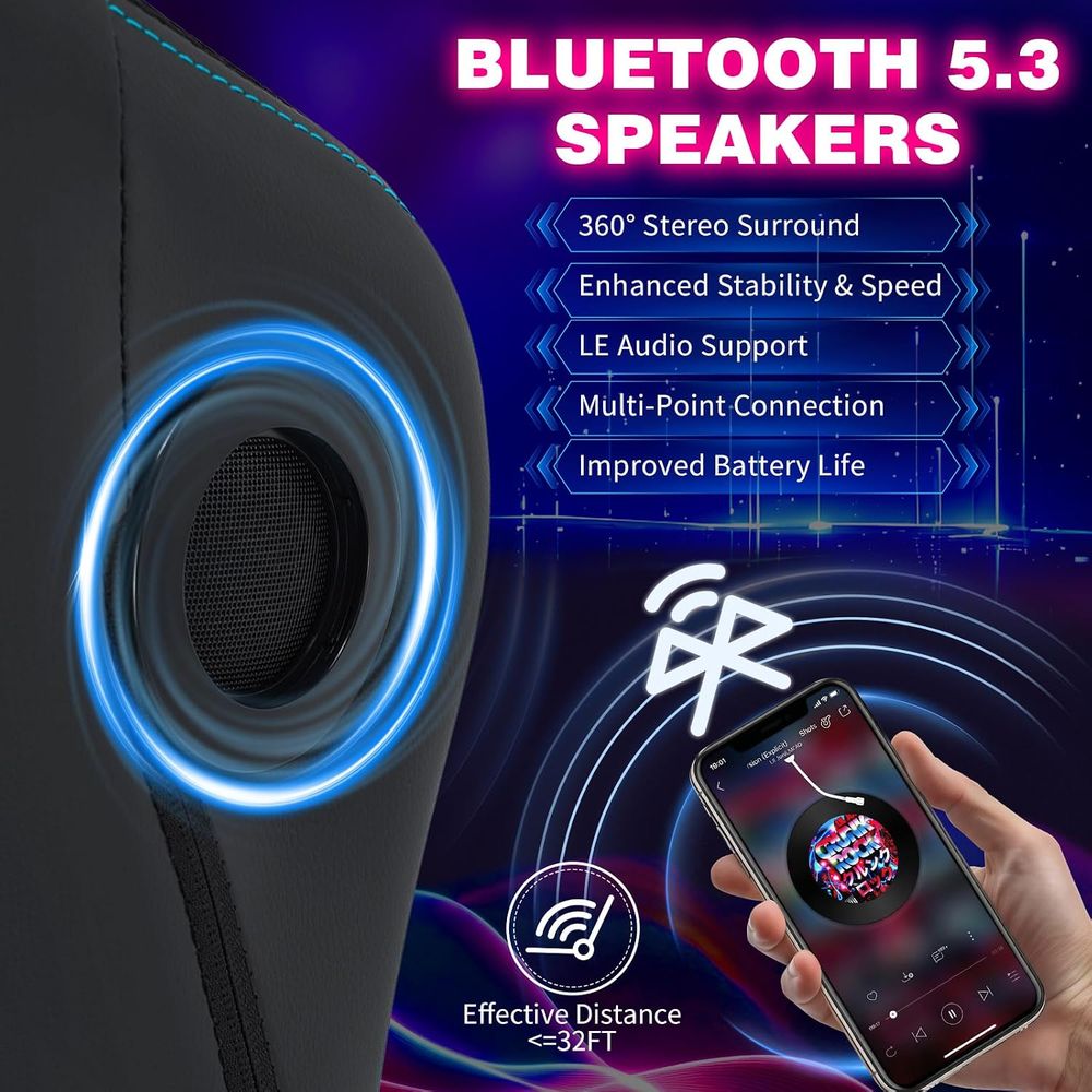 Gaming Chair with LED Lights S - Speakers review and price