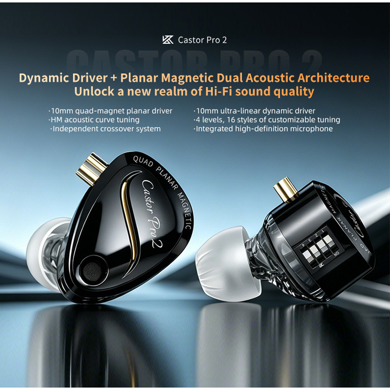 KZ Castor Pro 2 HiFi IEM Earph - Type C Wired Earphones With Mic review and price